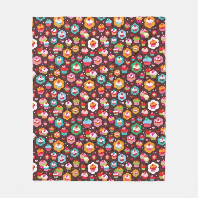 Cute Cup Cake Pattern Fleece Blanket (Front)