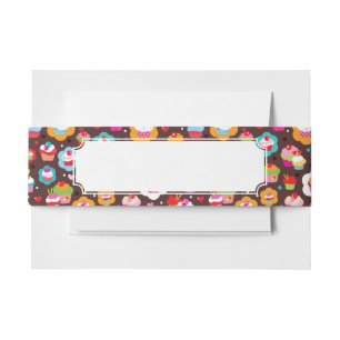 Cute Cup Cake Pattern Invitation Belly Band
