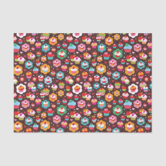 Cute Cup Cake Pattern Tissue Paper (Front)