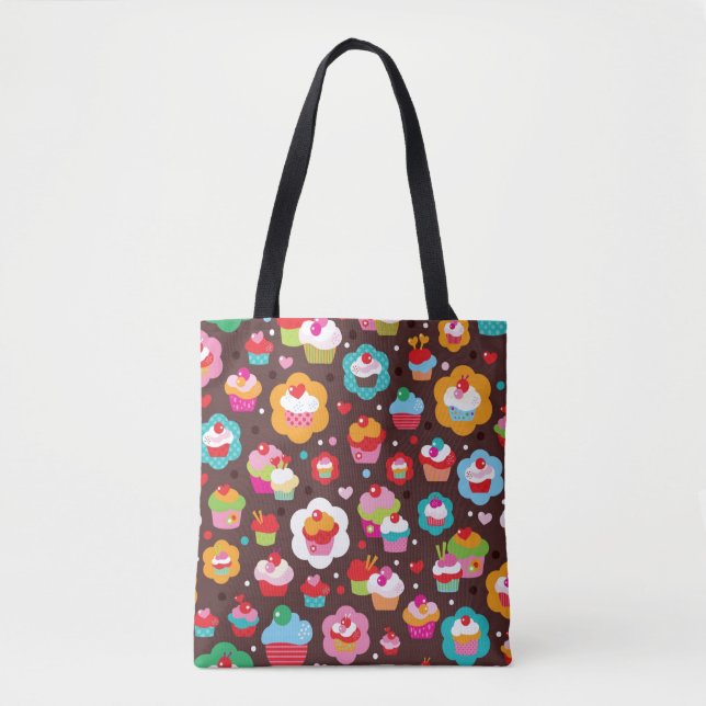 Cute Cup Cake Pattern Tote Bag (Front)