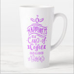 Cute Cup of Coffee Quote Purple Calligraphy Tall<br><div class="desc">Tall latte mug with cute coffee quote in purple violet ombre watercolor calligraphy. This cute coffee saying makes you want to curl up on the couch with a good book right now doesn't it? The ornate hand lettering and calligraphy reads "happiness is a cup of coffee and a good book"....</div>