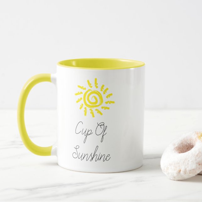 CUTE! 🌞Cup of Sunshine Mug – Bright Yellow Sun (With Donut)