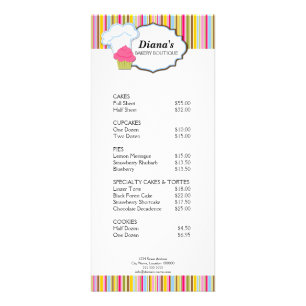 Cute Cupcake and Bakers Hat Bakery Rack Card