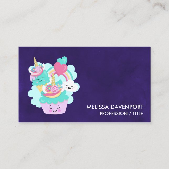 Cute Cupcake and Happy Ice Cream Business Card (Front)