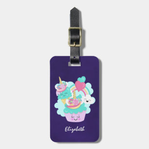 Cute Cupcake and Happy Ice Cream Luggage Tag