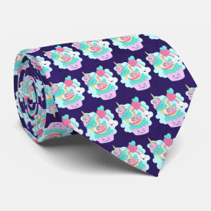 Cute Cupcake and Happy Ice Cream Pattern Tie