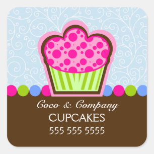 Cute Cupcake Bakery Blue Stickers