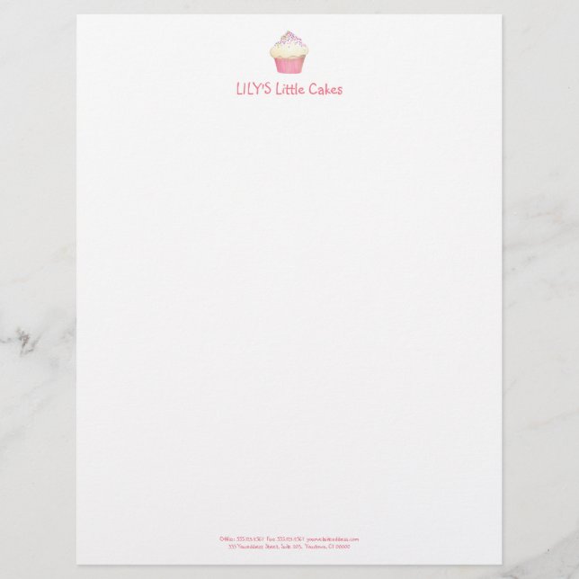 Cute Cupcake Bakery Pastery Chef Personalised Letterhead (Front)