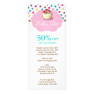 Cute Cupcake Bakery Polka Dot 4 Rack Card