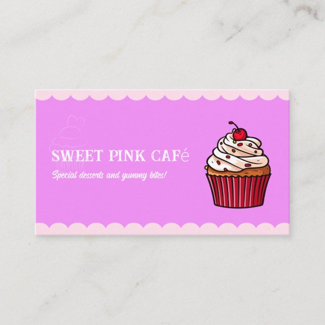 Cute Cupcake Bakery Sweet & Fun Pastry Chef Business Card (Front)