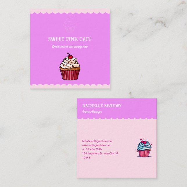 Cute Cupcake Bakery Sweet & Fun Pastry Chef Calling Card (Front/Back)