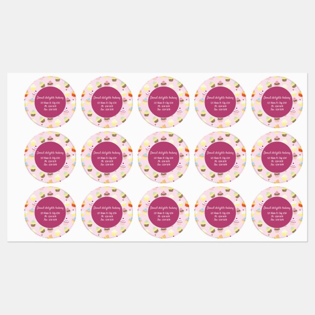 Cute cupcake bakery theme business stickers (Sheet)