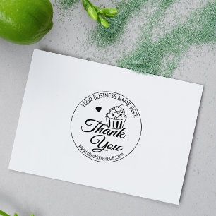 Cute Cupcake Baking Small Business Thank You   Rubber Stamp