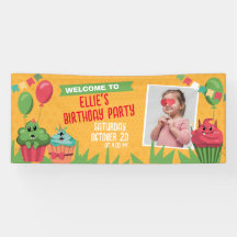 Cute Cupcake Birthday Party Horizontal Banner