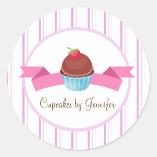 CUTE Cupcake Business Label Round Sticker