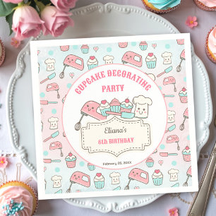Cute Cupcake Decorating Party Baking Girl Birthday Napkin
