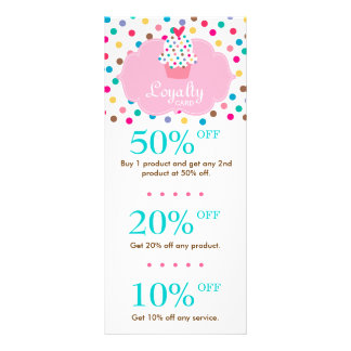 Cute Cupcake Discount Loyalty Cards Polka Dots