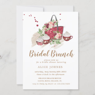 cute cupcake floral bridal brunch invitation