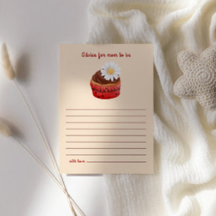 Cute Cupcake Flowers Baby Shower Advice For Mum Enclosure Card