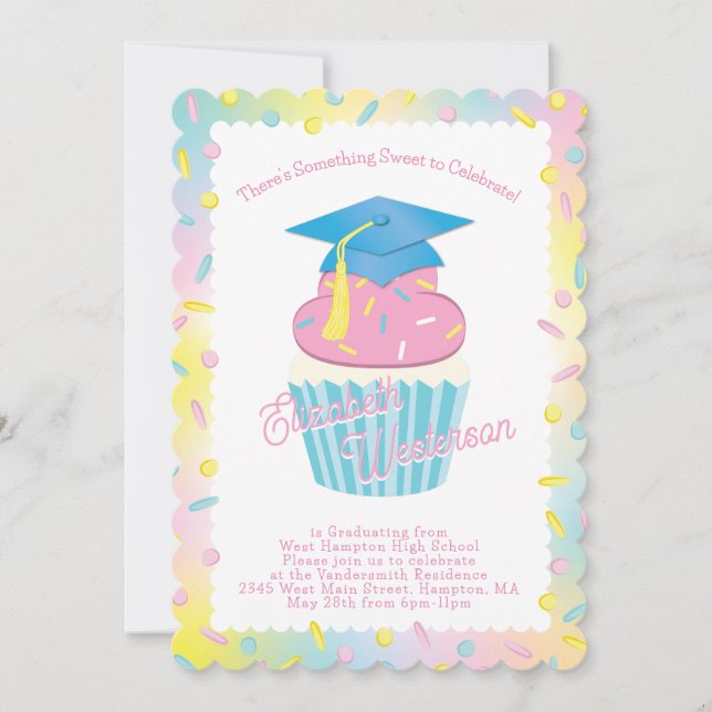 Cute Cupcake Graduation Party Invitation (Front)