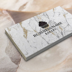 Cute Cupcake Home Bakery Modern Marble Business Card