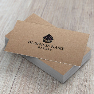 Cute Cupcake Home Bakery Rustic Kraft Business Card