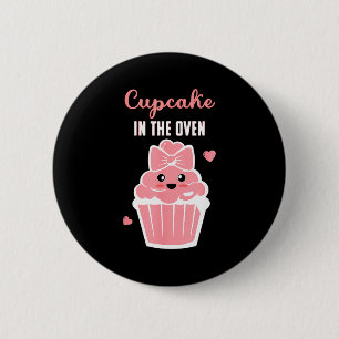 Cute Cupcake In The Oven Gender Reveal Baby Girl  6 Cm Round Badge