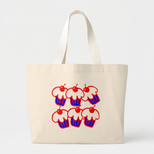 cute cupcake large tote bag (Front)