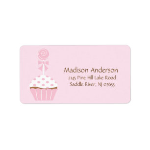 CUTE Cupcake Lollipop Return Address Label