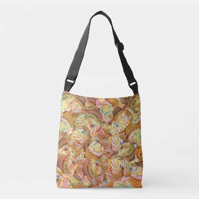 Cute Cupcake Pattern, Cupcake Background Pattern Crossbody Bag (Front)