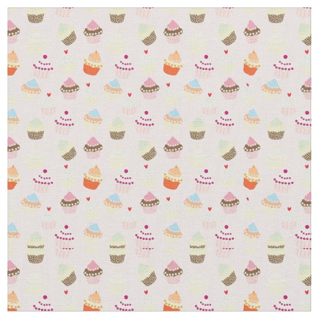 Cute Cupcake Pattern Fabric (Close Up)