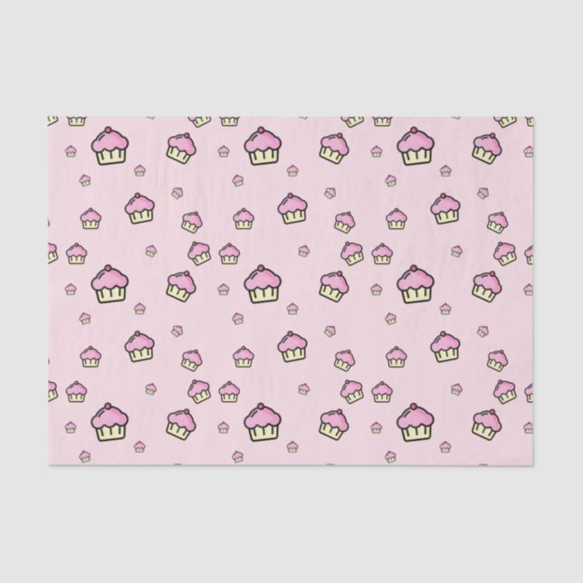 Cute Cupcake Pattern Pink Tissue Paper (Front)