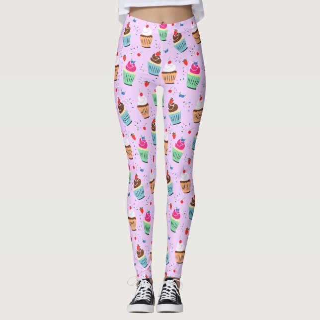 Cute cupcake pattern sweet dessert  leggings (Front)