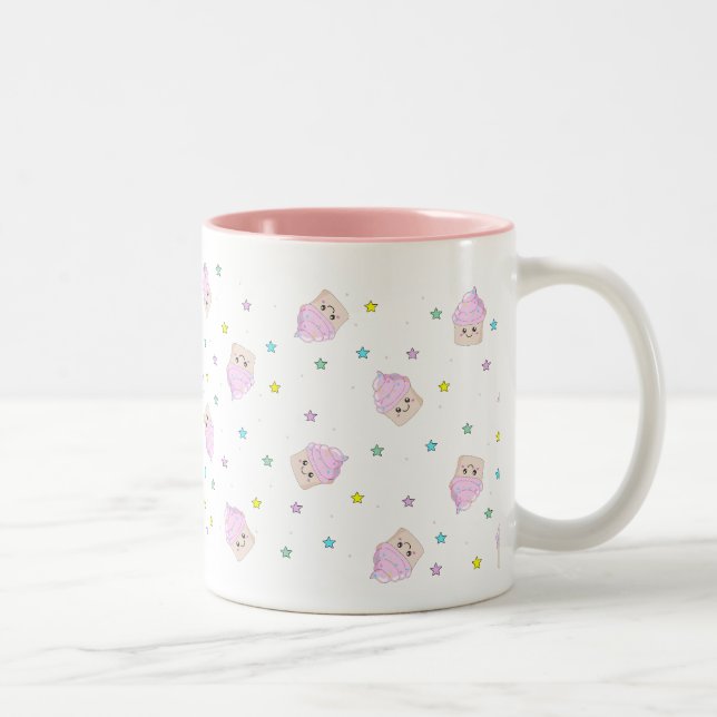 Cute cupcake pattern Two-Tone coffee mug (Right)