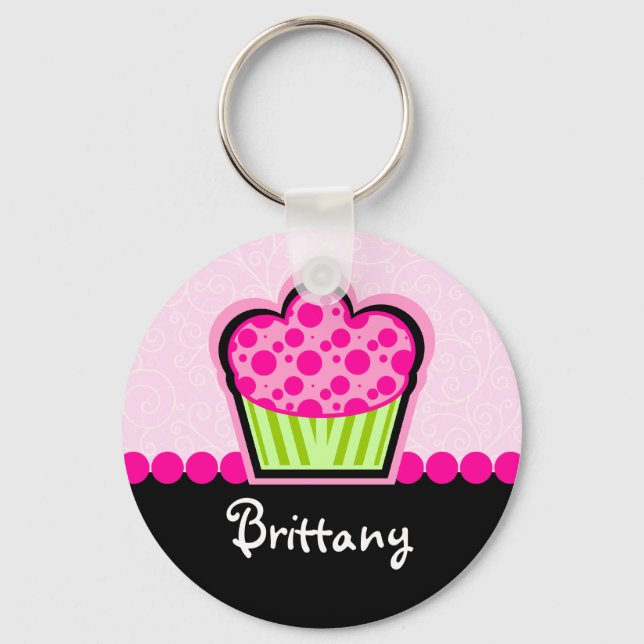 Cute Cupcake Personalised Keychain (Front)