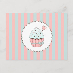 Cute Cupcake Pink & Mint Blue Design Postcard