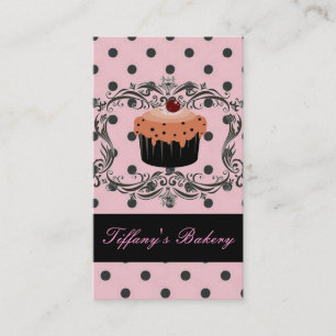 cute cupcake polka dot bakery business cards