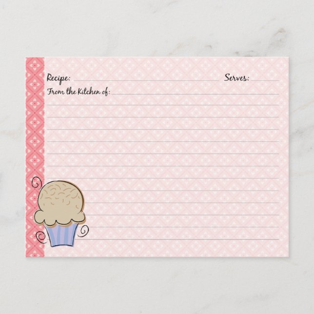 Cute Cupcake Recipe Cards (Front)