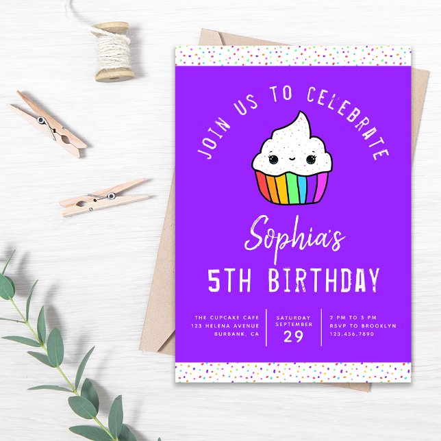 Cute Cupcake Sprinkles Kid's Birthday Party Invitation (Creator Uploaded)