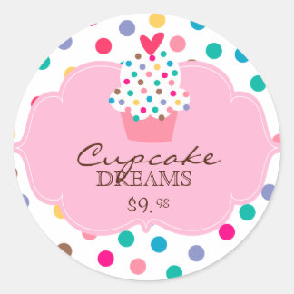 Cute Cupcake Stickers Polka Dot Pink