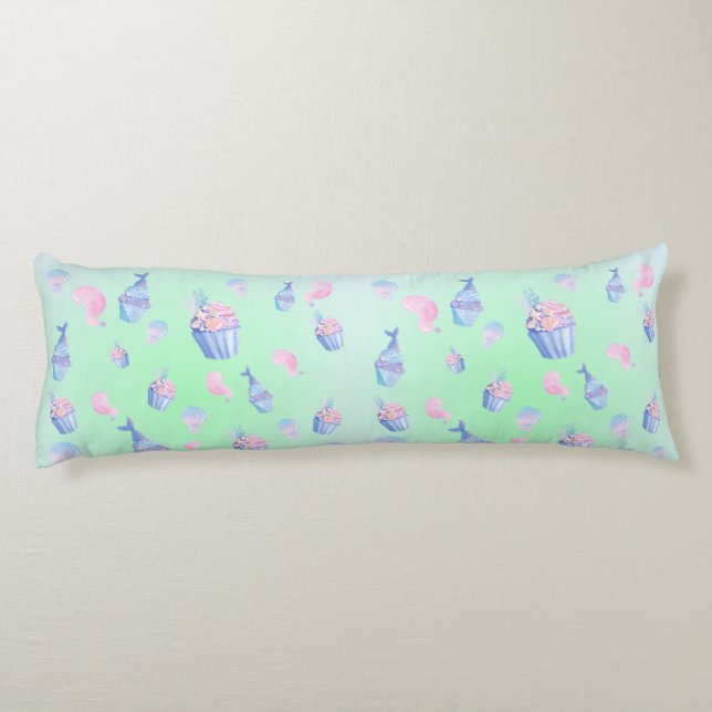 cute cupcake Sweet mermaid Birthday party Girly  Body Cushion (Back)