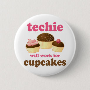 Cute Cupcake Techie 6 Cm Round Badge