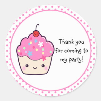 Cute Cupcake Thank You Classic Round Sticker