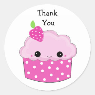 Cute Cupcake Thank You Classic Round Sticker