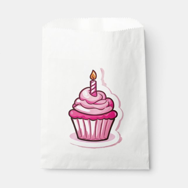 Cute Cupcake Theme for Birthday Girl Favour Bags (Front)