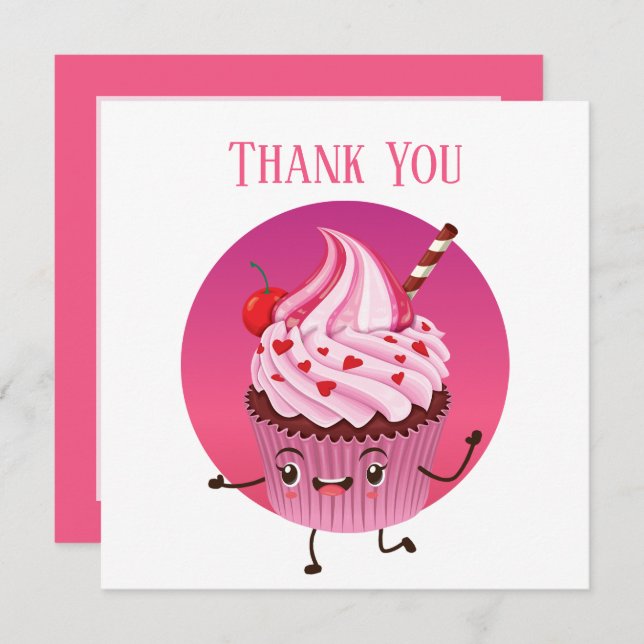 Cute cupcake vendors or baker  thank you card (Front/Back)