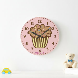 Cute Cupcake with Custom Name Wall Clock