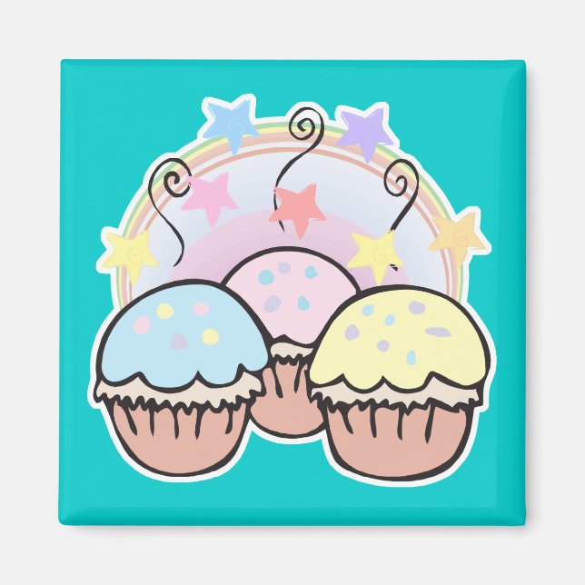 cute cupcakes and stars magnet (Front)