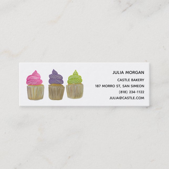 CUTE Cupcakes Bakery Pastry Chef Cake Mini Business Card (Front)