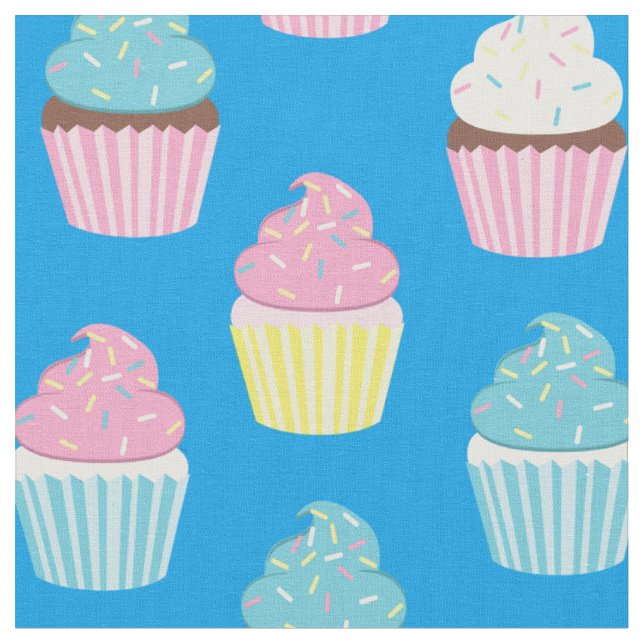 Cute Cupcakes Kids Bakery Treats Fabric (Close Up)